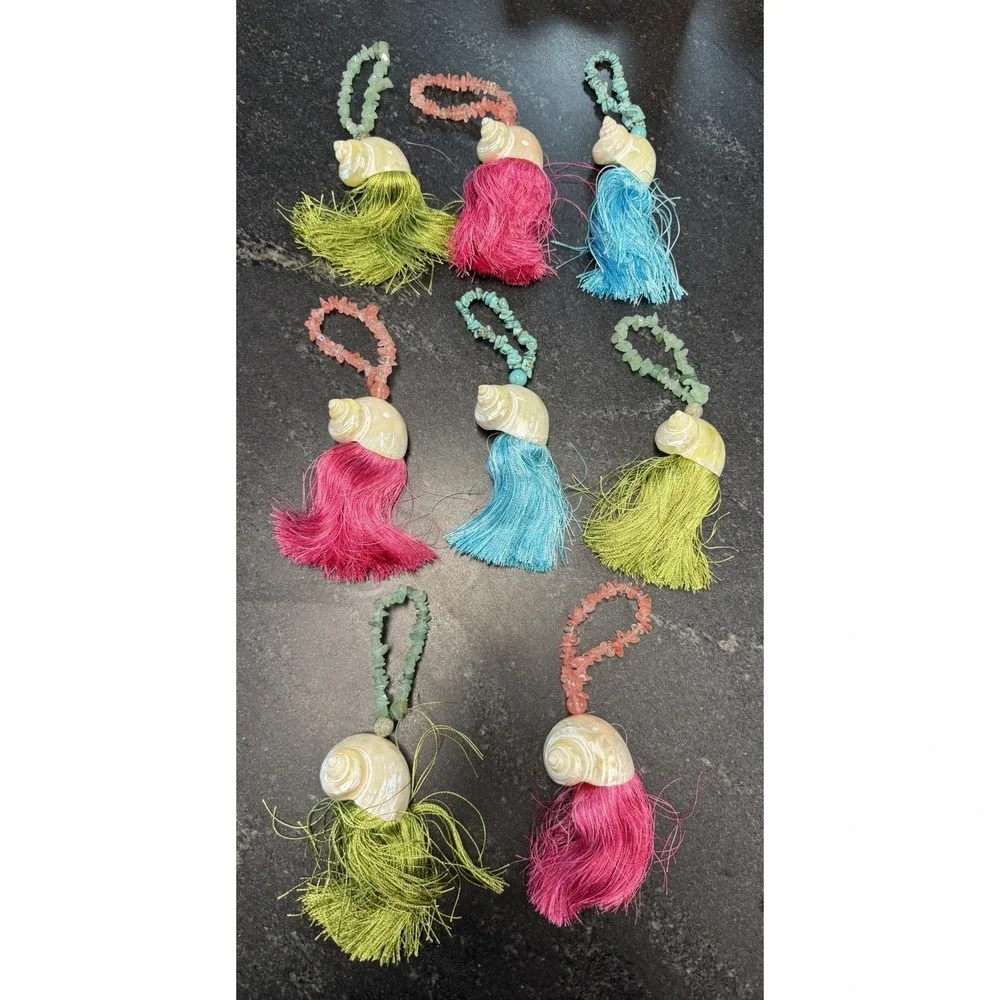 Lot 8 Handmade Shell Tassel Ornaments Coastal Beach Christmas Tree Decor‎ 7